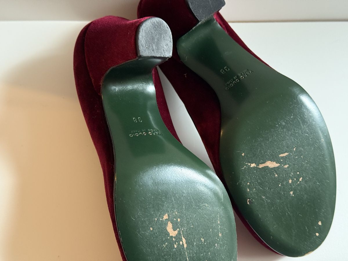Scarpe da donna: Deimille Vintage Samt Pumps, Bordeauxrot, Grösse 38 – Nuovo (secondo la descrizione) da Winterthur venduto da Me_sell_buy 4