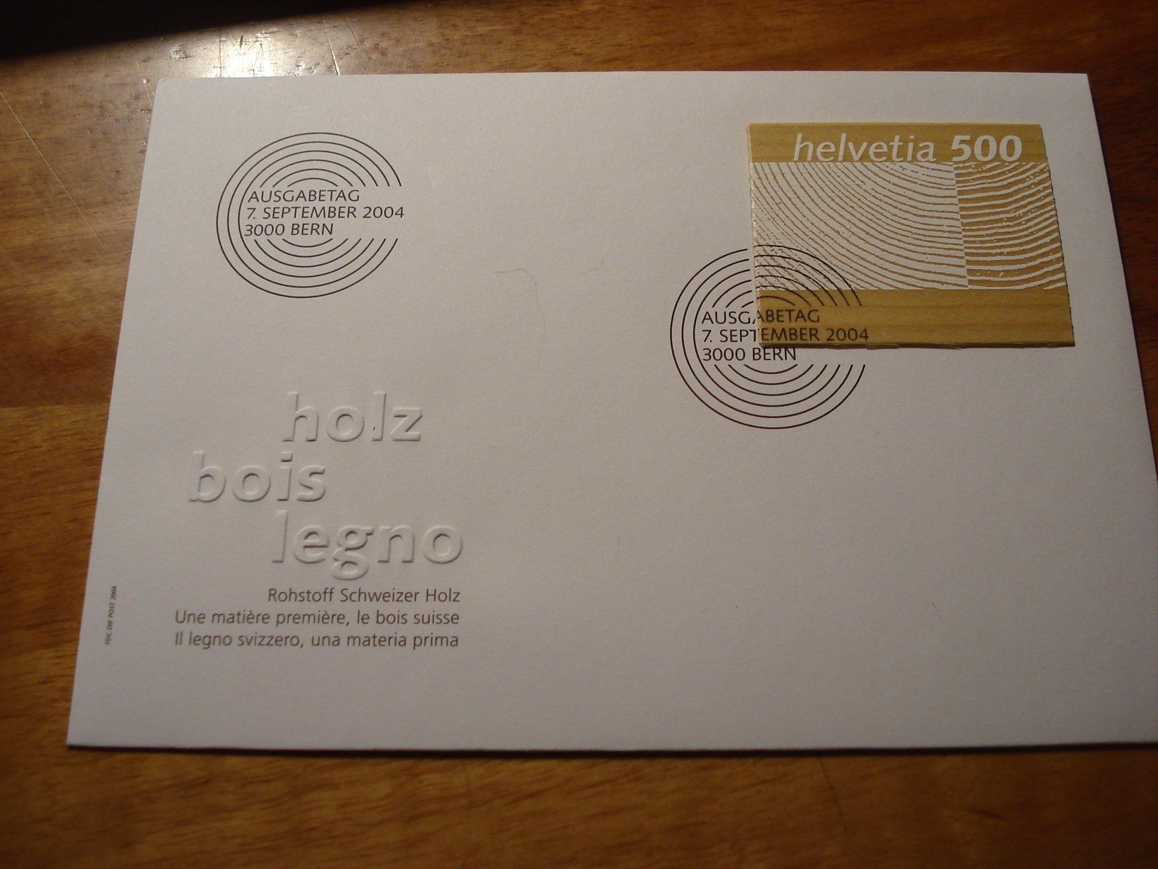 Alle Briefmarken: FDC 2004, Holzmarke, ungelaufen – Gebraucht aus Niederwil AG von morostahu 1
