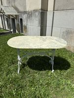 Table de jardin ovale marbre et fer forgé - DAD, vintage!