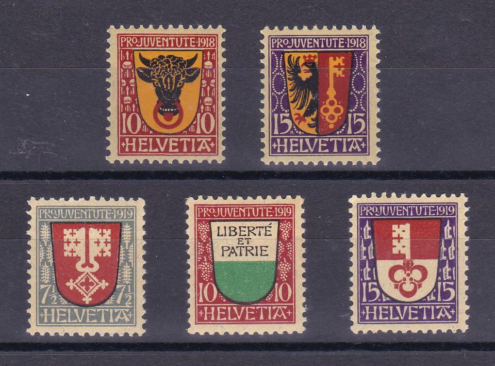 Alle Briefmarken: J10-14, postfrisch, SBK 140.- – Gebraucht aus Wenslingen von riger11