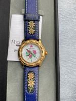 Michel Jordi Damenuhr, Lederband blau/gold, Top Zustand!