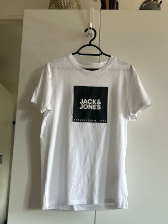 Jack & Jones T-Shirt weiss mit Druck Gr. S