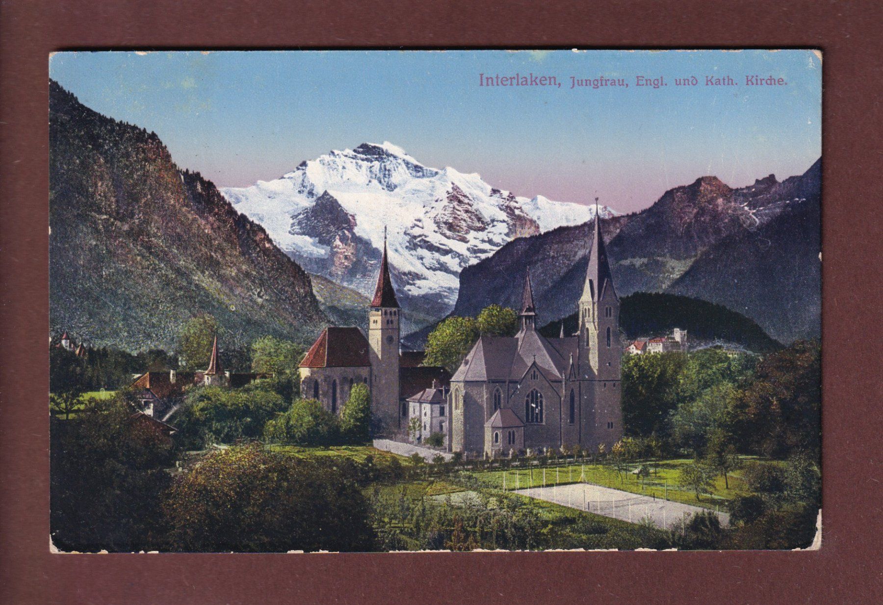 Cartoline postali: INTERLAKEN - Kirchen - 1917 Feldpost – Usato da Pully venduto da nicecards