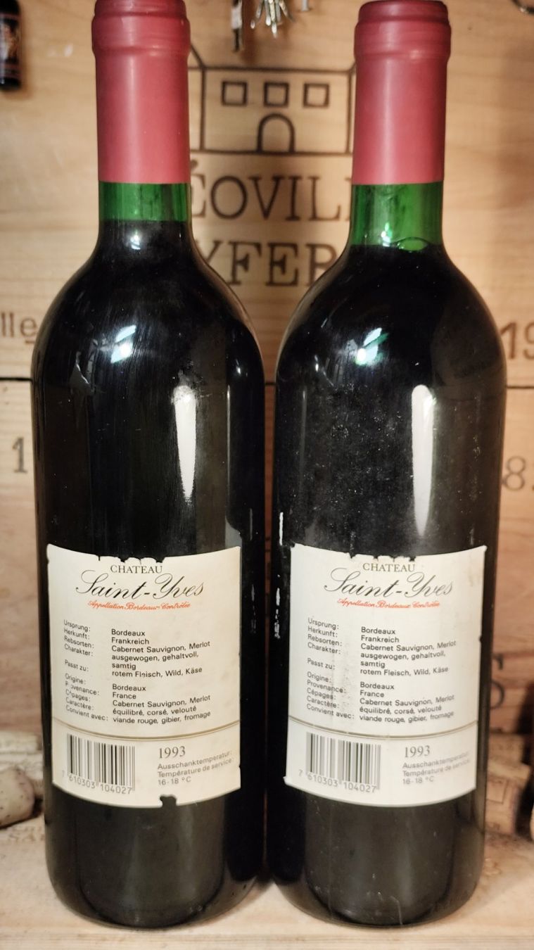 Vino: 2 x 1993 Bordeaux Chateau Saint-Yves – Nuovo e nell'imballaggio originale da Büsserach venduto da Vintage-vins 2