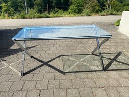 Moderner Glastisch mit Chromgestell, Top Zustand!