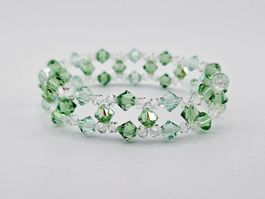 Damenarmband Swarovski Kristalle Grün und Crystal Clear