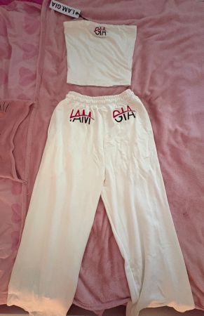 I.AM.GIA white tube top and sweatpants set size M/ fits S to
