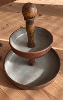 Plat présentoir, vintage en céramique et bois fait main