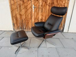 Hjellegjerde / Fjørds Lounge Chair Relaxsessel - Leder,Chrom
