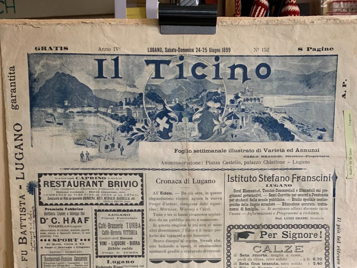 Documenti: Ticino - Lugano - "Il Ticino" - 1899 – Usato da Sorengo venduto da 74in 1
