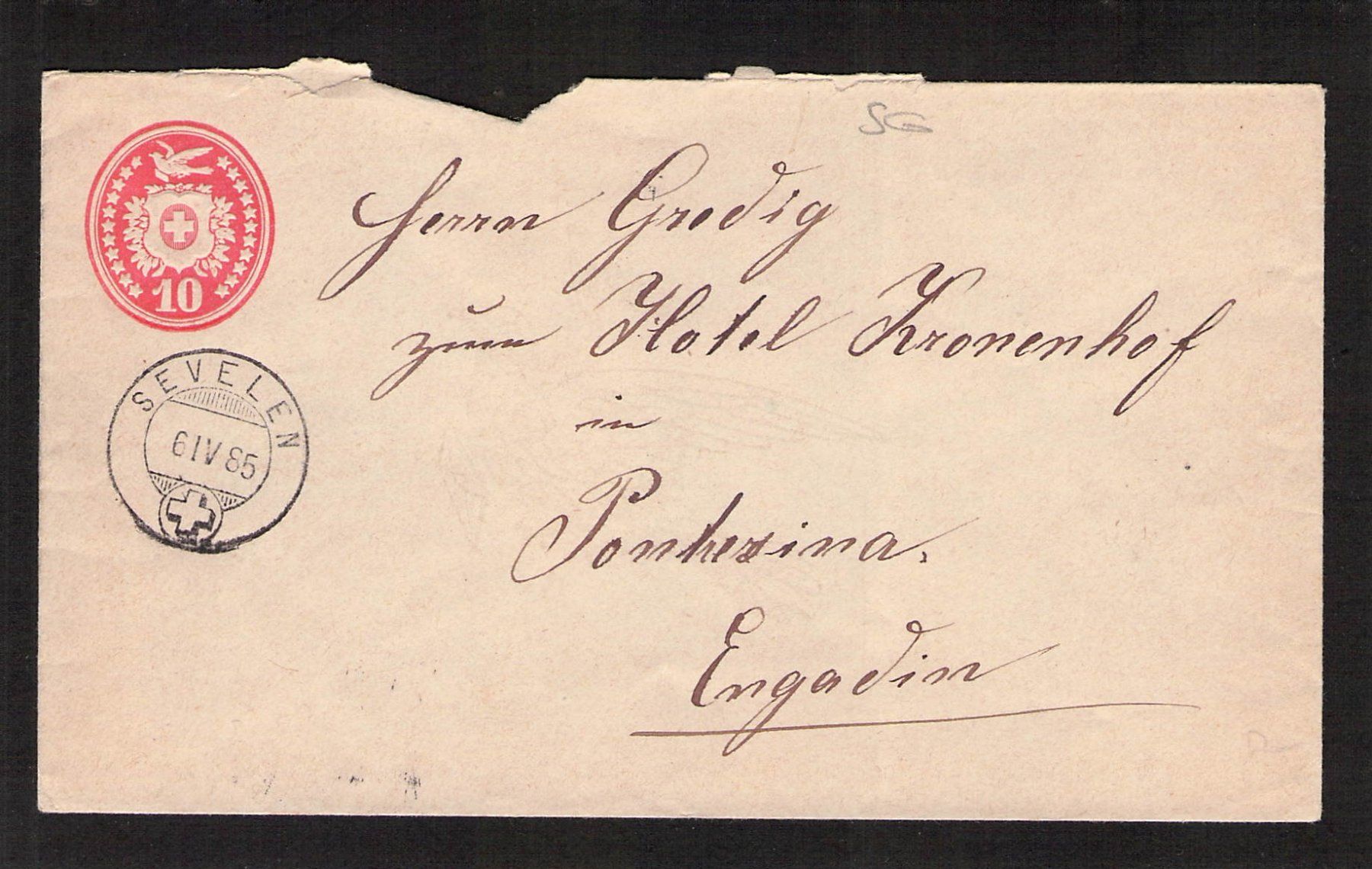 Tutti i francobolli: Tüblibrief , Sevelen , 6.lV.1885 – Usato da Reichenburg venduto da ibiza18