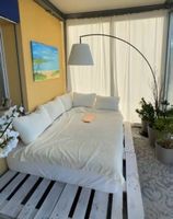 Gartenlounge/Bett aus EU-Paletten weiss Gr. 160x200cm 