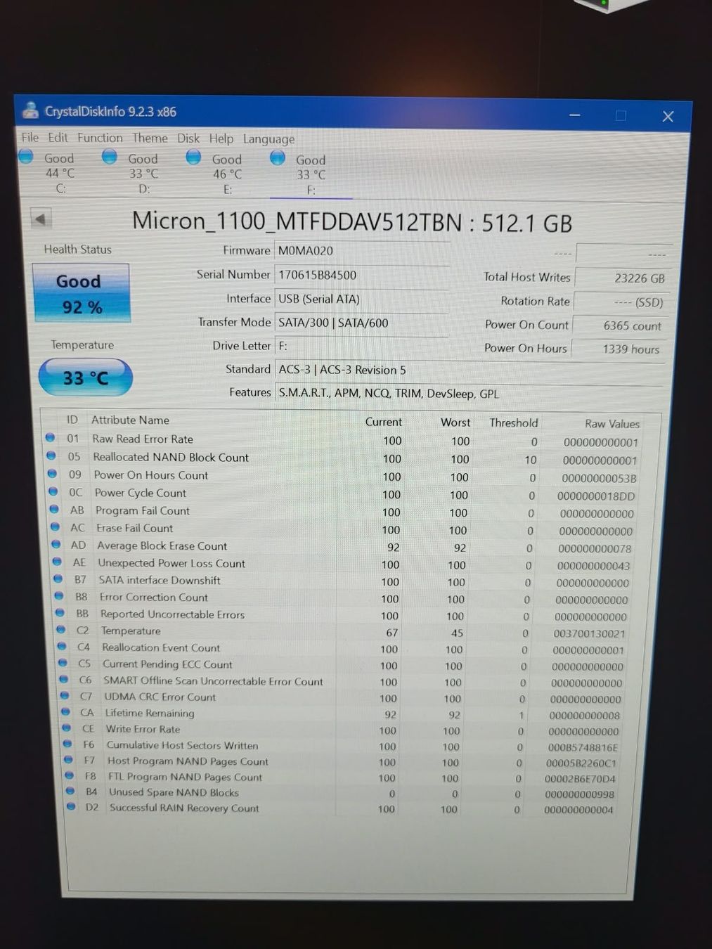 Harddisks: Micron 110 512GB SSD m.2 SATA – Gebraucht aus Unterengstringen von CyberCore 1