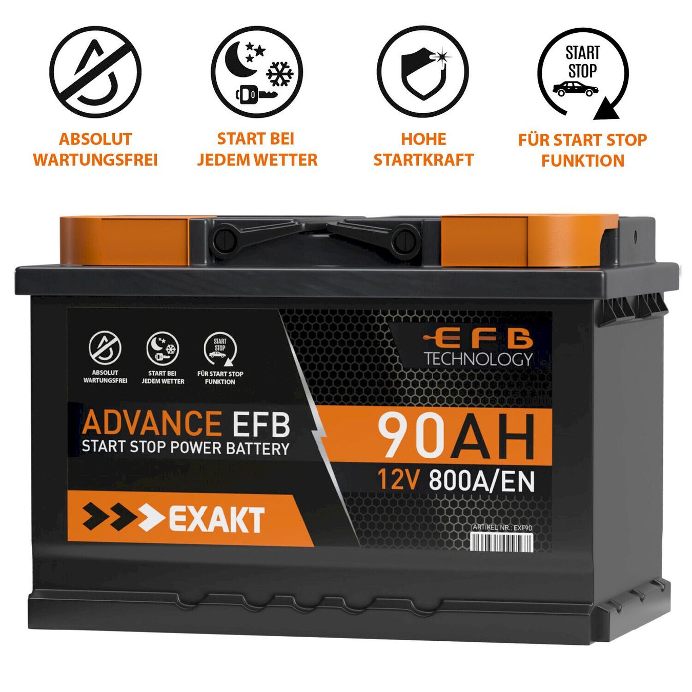 Batterie: EXAKT EFB Autobatterie 90Ah 12V – Nuovo e nell'imballaggio originale da Bottighofen venduto da zaap 2