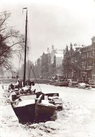 Amsterdam, Koloveniersburgwal im Winter, um 1950