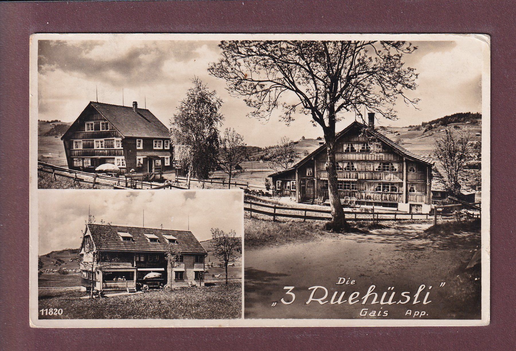 Cartoline postali: GAIS - Die 3 Ruehüsli - 1943 – Usato da Pully venduto da nicecards
