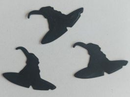 3 Hexenhüte 3.5x2.5cm gestanzt Halloween DIY Papier Die Cuts