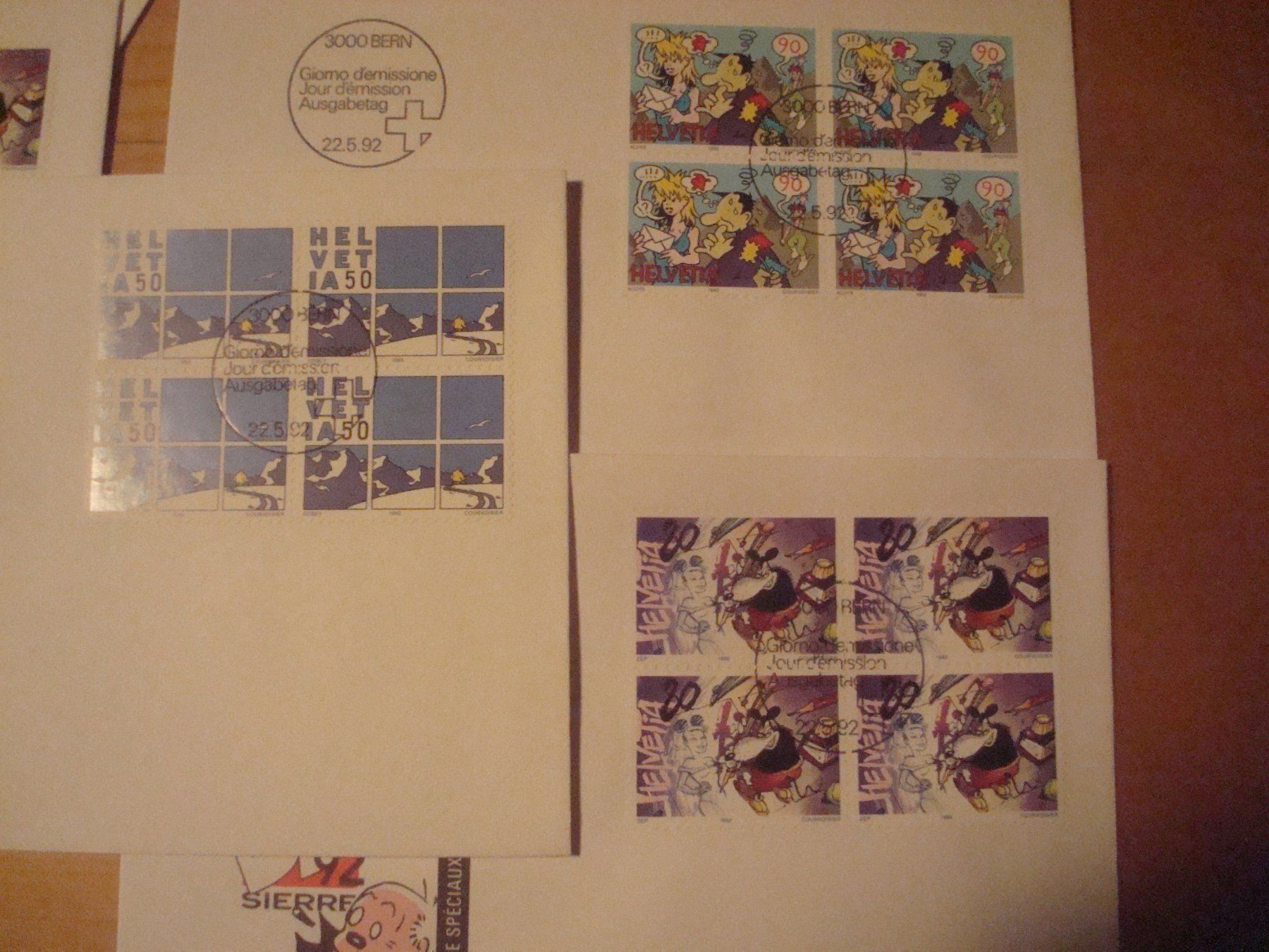 Alle Briefmarken: CH 1992 Serie FDC einzeln und 4er – Gebraucht aus Gordola von Polentaefung 2