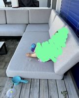 Gartensofa Lounge grau mit Kissen guter Zustand