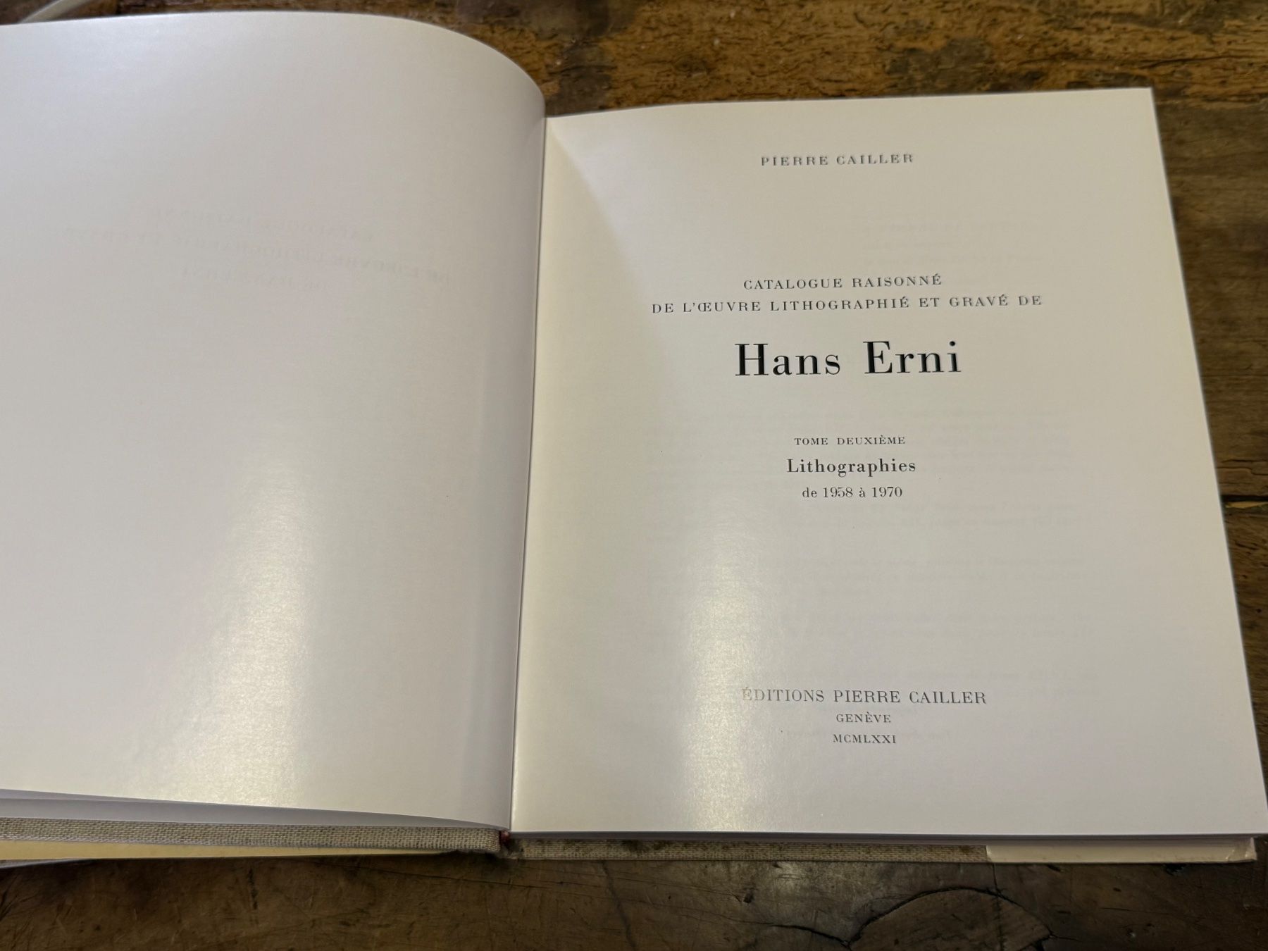 Libri: ERNI Hans Pierre CAILLER 2 Bände – Usato da Bern venduto da Jwpm66 2