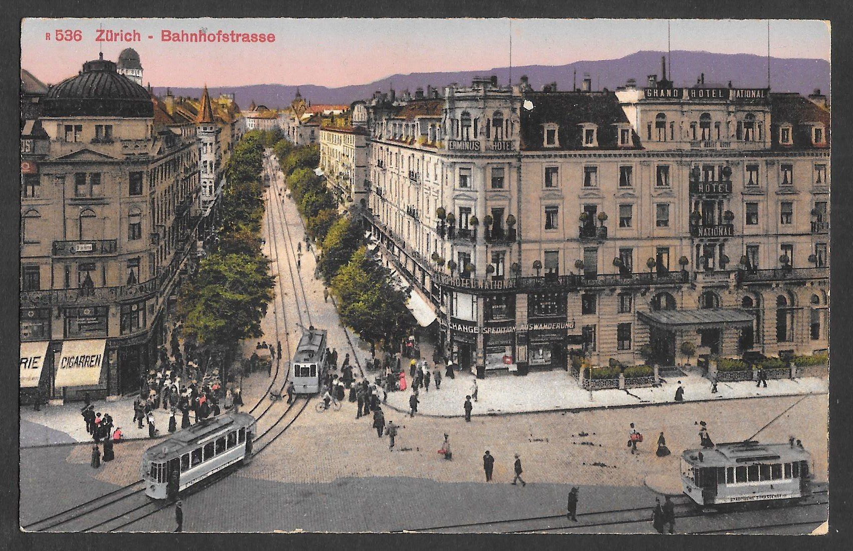 Cartoline postali: Zürich Bahnhofstrasse mit Trams – Usato da Olten venduto da clotaldi