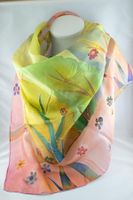 Seidentuch Unikat, 6-62-Q Blumenbaum, 90*90cm, Seidenfoulard