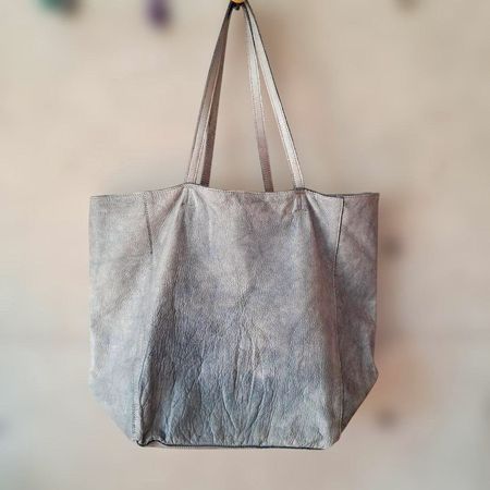 Pas de Calais light blue large leather tote bag