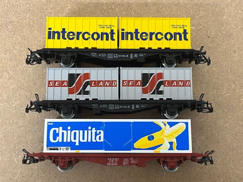 Märklin Modellini di ferrovie: 3 Stk Containertragwagen DB Märklin – Usato da Büsserach venduto da ModellbahnDepot