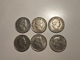 Schweizer Münzen  1907 1950 1953 1954 1958 1963 1964
