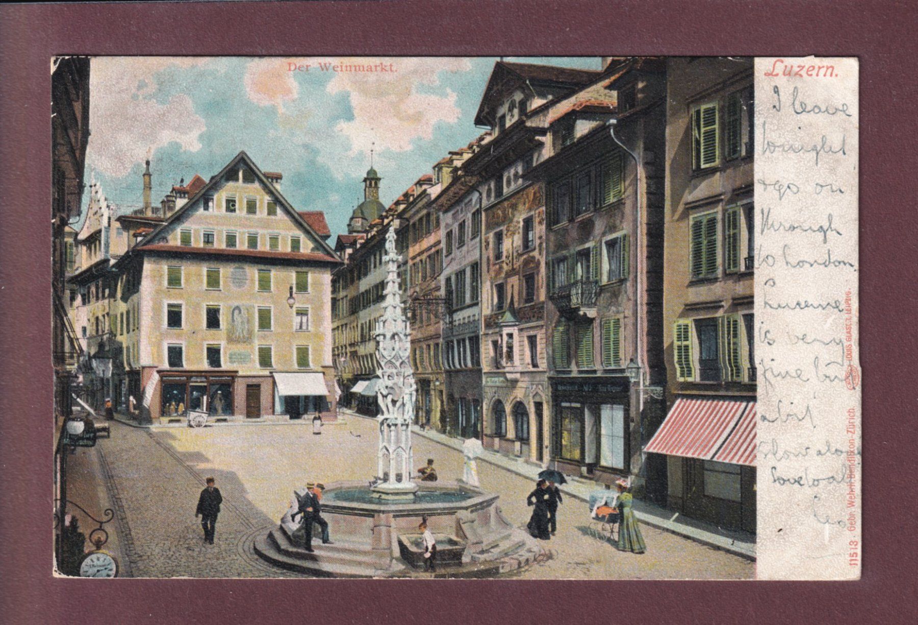 Cartoline postali: LUZERN - Weinmarkt - 1904 – Usato da Pully venduto da nicecards