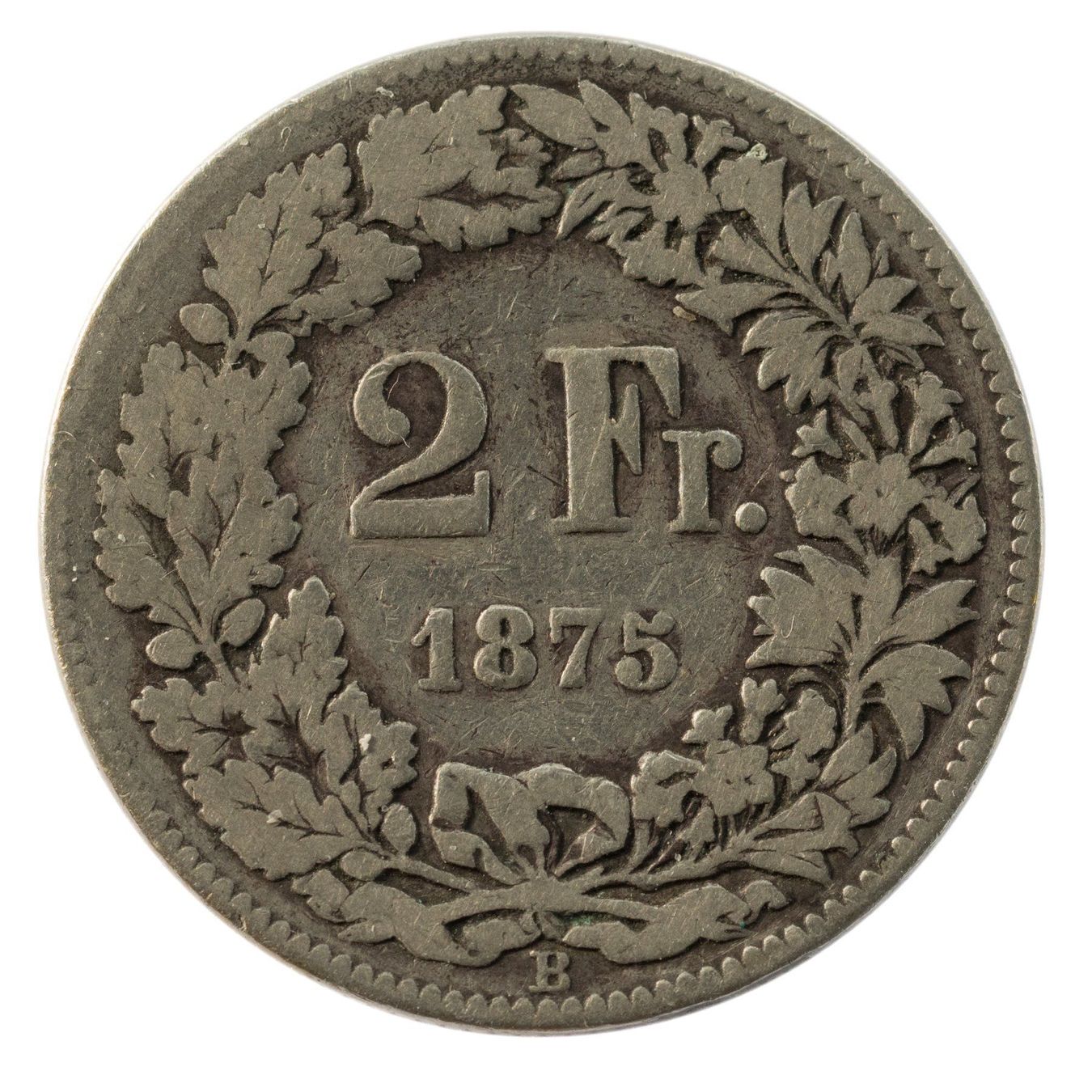 Tutti le monete: Schweiz / Suisse - 2 Franken - 1875 – Usato da Rotkreuz venduto da Swiss-Coins