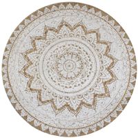 vidaXL Teppich Jute Geflochten Bedruckt  90 cm Rund