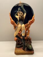 Vintage Fantasy Figur 1996 Frau in Flammen mit Leguan WD