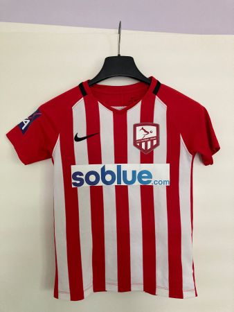 Rotweiss gestreiftes Fussballtrikot, KinderGr. S Top Zustand