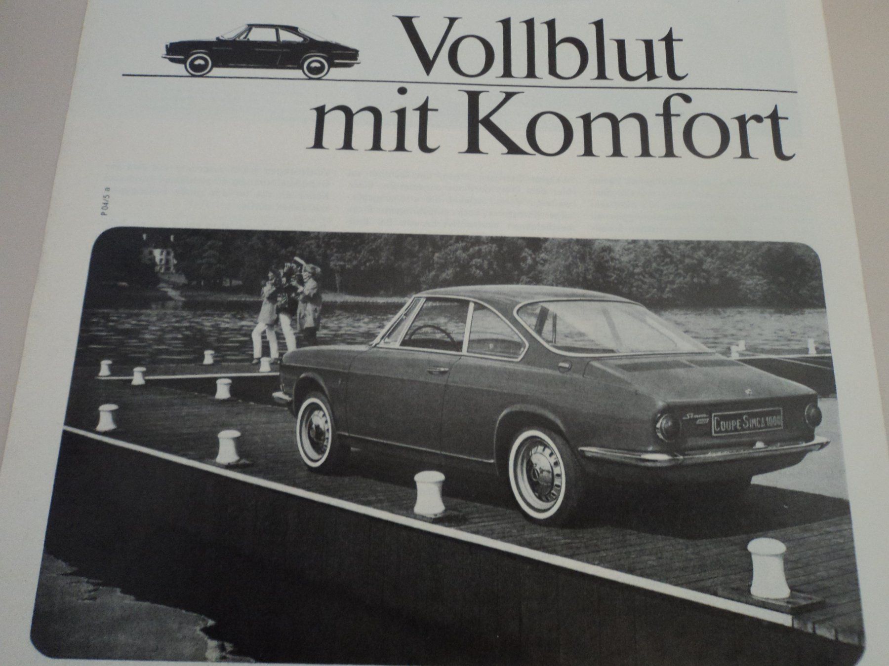 Simca Documenti: Prospekt Testbericht Simca 1000 Bertone Coupè 1965 – Usato da Schwarzenburg venduto da modelCARama 1