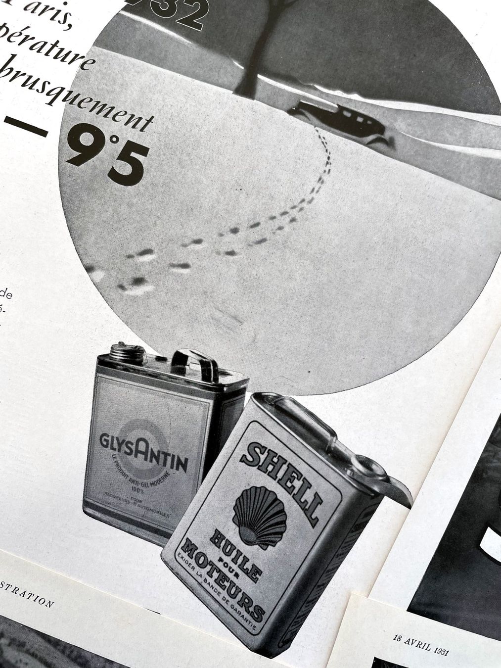 Poster & Bilder: Shell Emailschild - 4 Alte Werbungen / Publicités 1931/32 – Gebraucht aus Savagnier von Ne2065