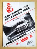 Programme du Rallye, 7ème Criterium jurassien 1984, 58 pages