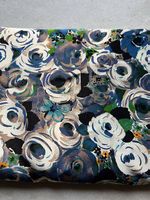 Tessuto fiori blu beige