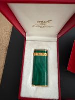 Must de Cartier Feuerzeug Malachit Gold Vergoldet Full Set