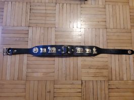 Hundehalsband aus Leder Kuhglockenmotiv Alpaufzug Tradition