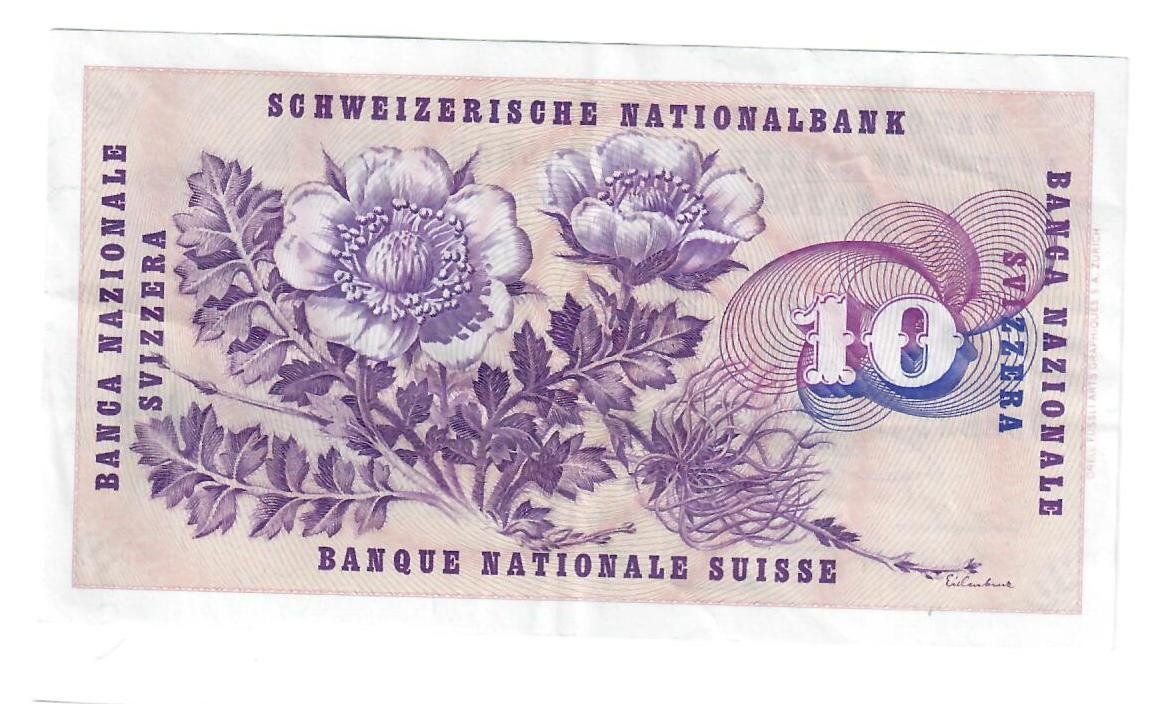 Billets de banque: Schweizer Banknote 10.00 Fr. 1973 – D'occasion à Utzigen par a8b9c0 1