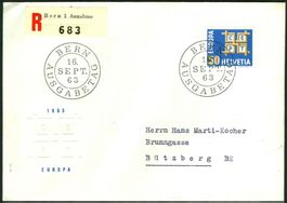 1963_FDC Europa-Marke; SBK 401, gelaufen