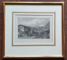 Bild -  Stich von Brig im Goldrahmen