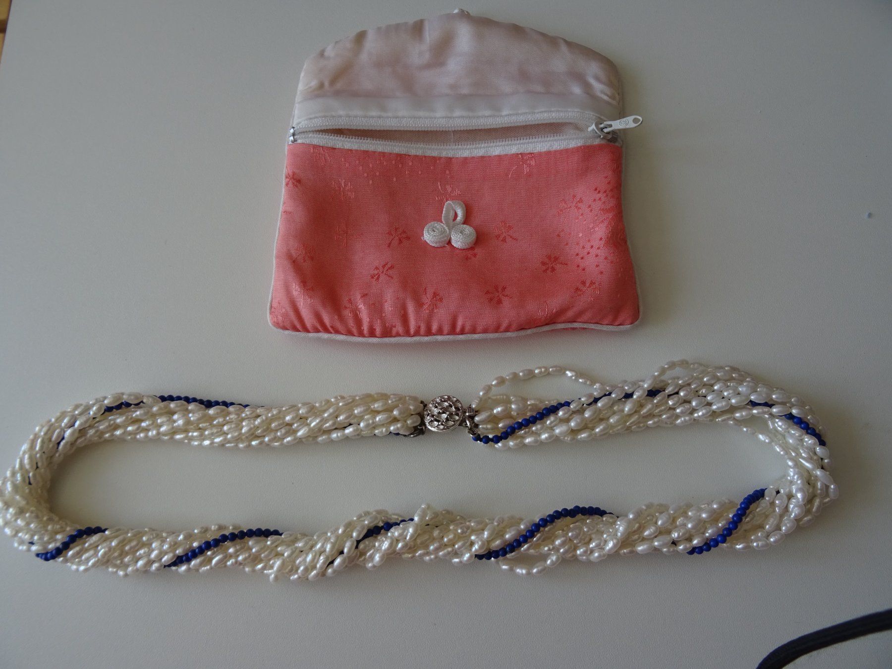 Perle (finte): Süsswasserperlenkette mit Lapis Lazuli – Usato da Lostorf venduto da jogging66 5