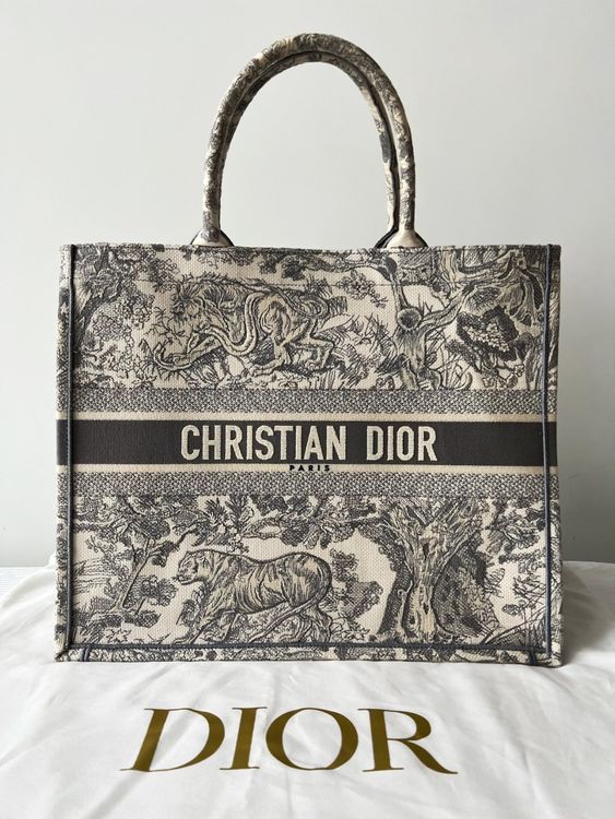 Christian Dior Toile De Jouy Book Tote Large Bag Canvas Gray | Comprare ...