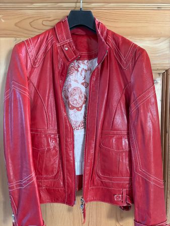 Lederjacke Sommer rot