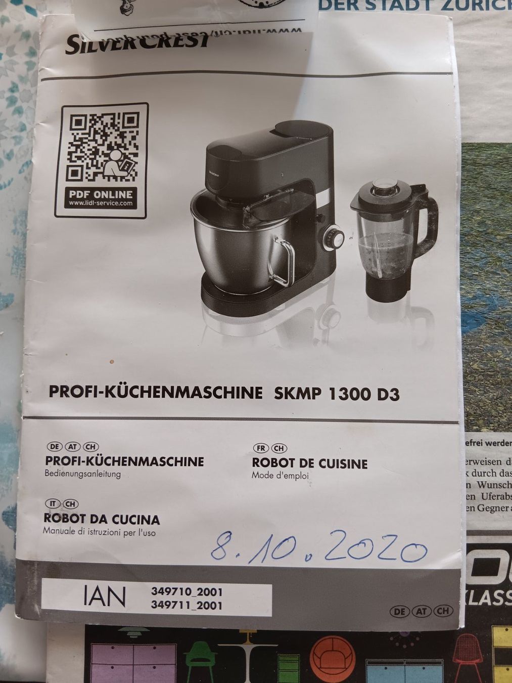 SilverCrest Elettrodomestici da cucina: SILVERCREST PROFI-KÜCHENMASCHINE SKMP 1300 D3 gebraucht. – Usato da Zürich venduto da chr_l98j 1