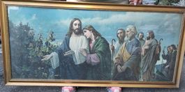 Grosses gerahmtes Jesus Bild mit Aposteln, Wanddeko!