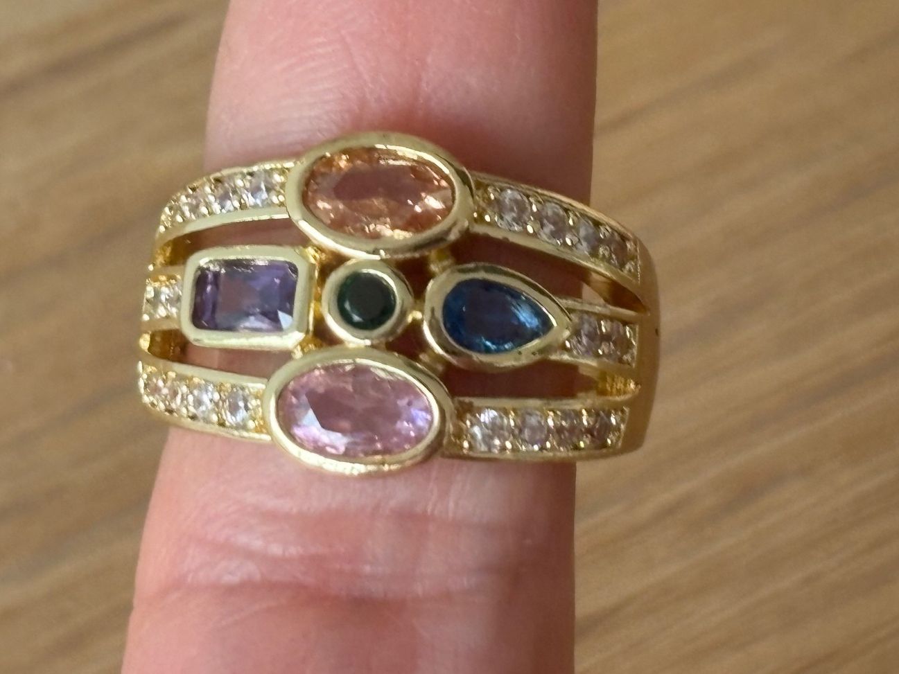 Anelli: Luxus Elegante Gr.19/9 Ring Farbe: Gold/Multicolore – Nuovo (secondo la descrizione) da Biel-Bienne venduto da Roserosse13 3