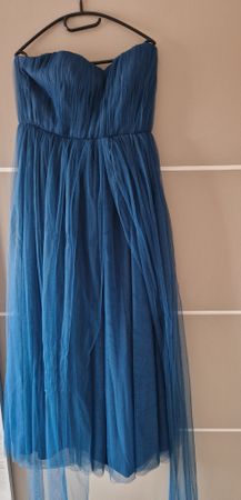Abendkleid Tüll blau trägerlos lang guter Zustand